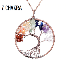Load image into Gallery viewer, 7 Chakra Tree Of Life Pendant Necklace Copper Crystal Natural Stone Necklace Quartz Stones Pendants Women Christmas Gift