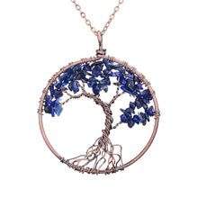 Load image into Gallery viewer, 7 Chakra Tree Of Life Pendant Necklace Copper Crystal Natural Stone Necklace Quartz Stones Pendants Women Christmas Gift