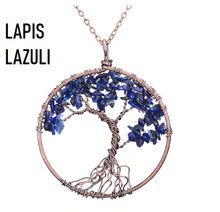 Load image into Gallery viewer, 7 Chakra Tree Of Life Pendant Necklace Copper Crystal Natural Stone Necklace Quartz Stones Pendants Women Christmas Gift