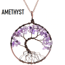 Load image into Gallery viewer, 7 Chakra Tree Of Life Pendant Necklace Copper Crystal Natural Stone Necklace Quartz Stones Pendants Women Christmas Gift
