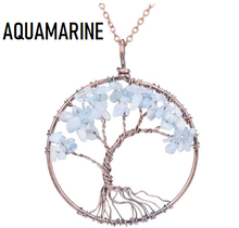 Load image into Gallery viewer, 7 Chakra Tree Of Life Pendant Necklace Copper Crystal Natural Stone Necklace Quartz Stones Pendants Women Christmas Gift