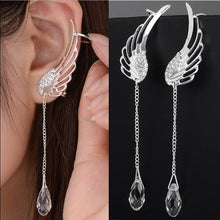 Load image into Gallery viewer, New Silver Plated Angel Wing Crystal Earrings