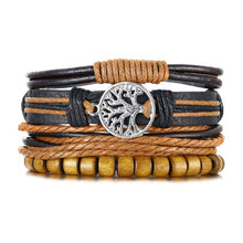 Load image into Gallery viewer, 4Pcs/ Set Braided Wrap Leather Bracelets for Men