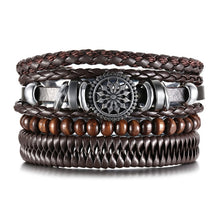 Load image into Gallery viewer, 4Pcs/ Set Braided Wrap Leather Bracelets for Men