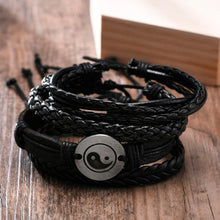 Load image into Gallery viewer, 4Pcs/ Set Braided Wrap Leather Bracelets for Men