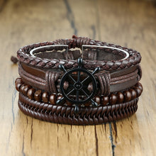 Load image into Gallery viewer, 4Pcs/ Set Braided Wrap Leather Bracelets for Men