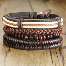 Load image into Gallery viewer, 4Pcs/ Set Braided Wrap Leather Bracelets for Men