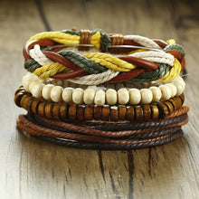 Load image into Gallery viewer, 4Pcs/ Set Braided Wrap Leather Bracelets for Men