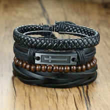 Load image into Gallery viewer, 4Pcs/ Set Braided Wrap Leather Bracelets for Men
