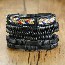 Load image into Gallery viewer, 4Pcs/ Set Braided Wrap Leather Bracelets for Men