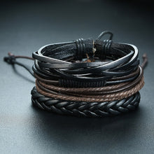 Load image into Gallery viewer, 4Pcs/ Set Braided Wrap Leather Bracelets for Men