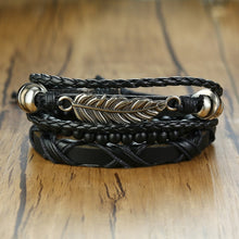 Load image into Gallery viewer, 4Pcs/ Set Braided Wrap Leather Bracelets for Men