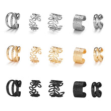 Load image into Gallery viewer, 17KM Gold Leaves Ear Cuff Black Non-Piercing Ear Cuffs
