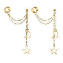 Load image into Gallery viewer, 17KM Gold Leaves Ear Cuff Black Non-Piercing Ear Cuffs