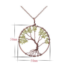 Load image into Gallery viewer, 7 Chakra Tree Of Life Pendant Necklace Copper Crystal Natural Stone Necklace Quartz Stones Pendants Women Christmas Gift
