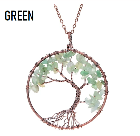 7 Chakra Tree Of Life Pendant Necklace Copper Crystal Natural Stone Necklace Quartz Stones Pendants Women Christmas Gift