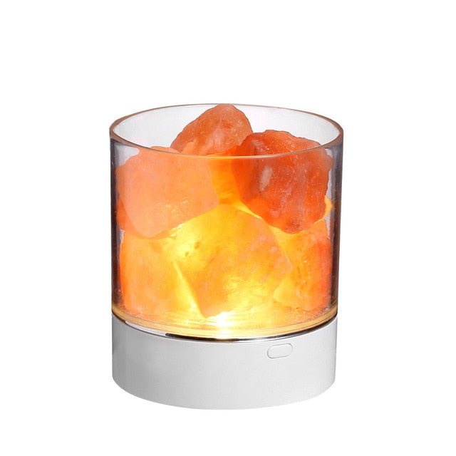 USB Natural Himalayan Salt Lamp Led Crystal Light Lamp Air Purifier Atmosphere Flame Lamp Indoor Warm Light Bedroom Lava Lamp