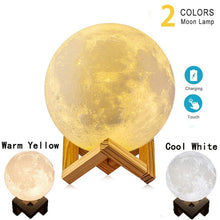 Load image into Gallery viewer, USB Rechargeable 3D Print Moon Lamp Light
