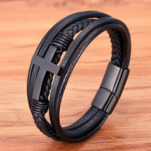 Load image into Gallery viewer, Luxury Multicolor Design Stainless Steel Men&#39;s Leather Bracelet
