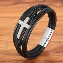 Load image into Gallery viewer, Luxury Multicolor Design Stainless Steel Men&#39;s Leather Bracelet
