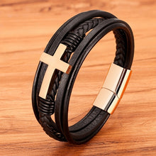 Load image into Gallery viewer, Luxury Multicolor Design Stainless Steel Men&#39;s Leather Bracelet
