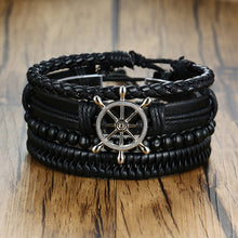 Load image into Gallery viewer, 4Pcs/ Set Braided Wrap Leather Bracelets for Men
