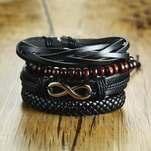 Load image into Gallery viewer, 4Pcs/ Set Braided Wrap Leather Bracelets for Men
