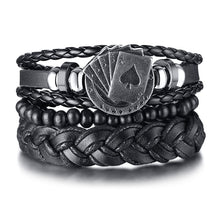 Load image into Gallery viewer, 4Pcs/ Set Braided Wrap Leather Bracelets for Men
