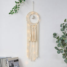 Load image into Gallery viewer, Boho Moon and Star Dream Catcher Macrame Wall Hanging
