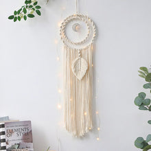 Load image into Gallery viewer, Boho Moon and Star Dream Catcher Macrame Wall Hanging
