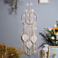 Load image into Gallery viewer, Boho Moon and Star Dream Catcher Macrame Wall Hanging
