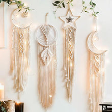 Load image into Gallery viewer, Boho Moon and Star Dream Catcher Macrame Wall Hanging
